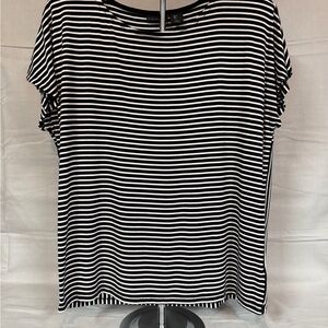 Tahari Black and White Striped Women's Top Size Large